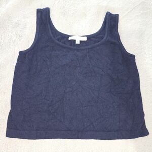 St John Santana Knit Shell Tank Top Sleeveless Navy Blue‎ Small Petite